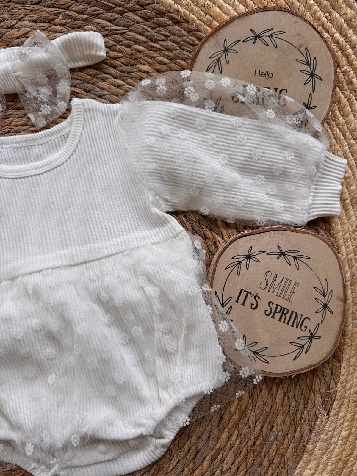 White Dress with Headband Set