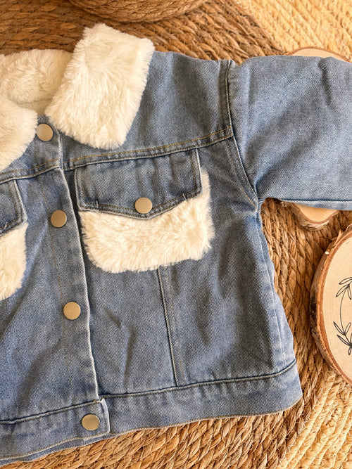 White Fur Denim Jacket