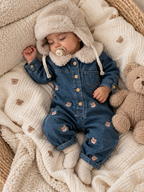 Teddy bear denim overall