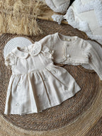 Off white dress with cardigan