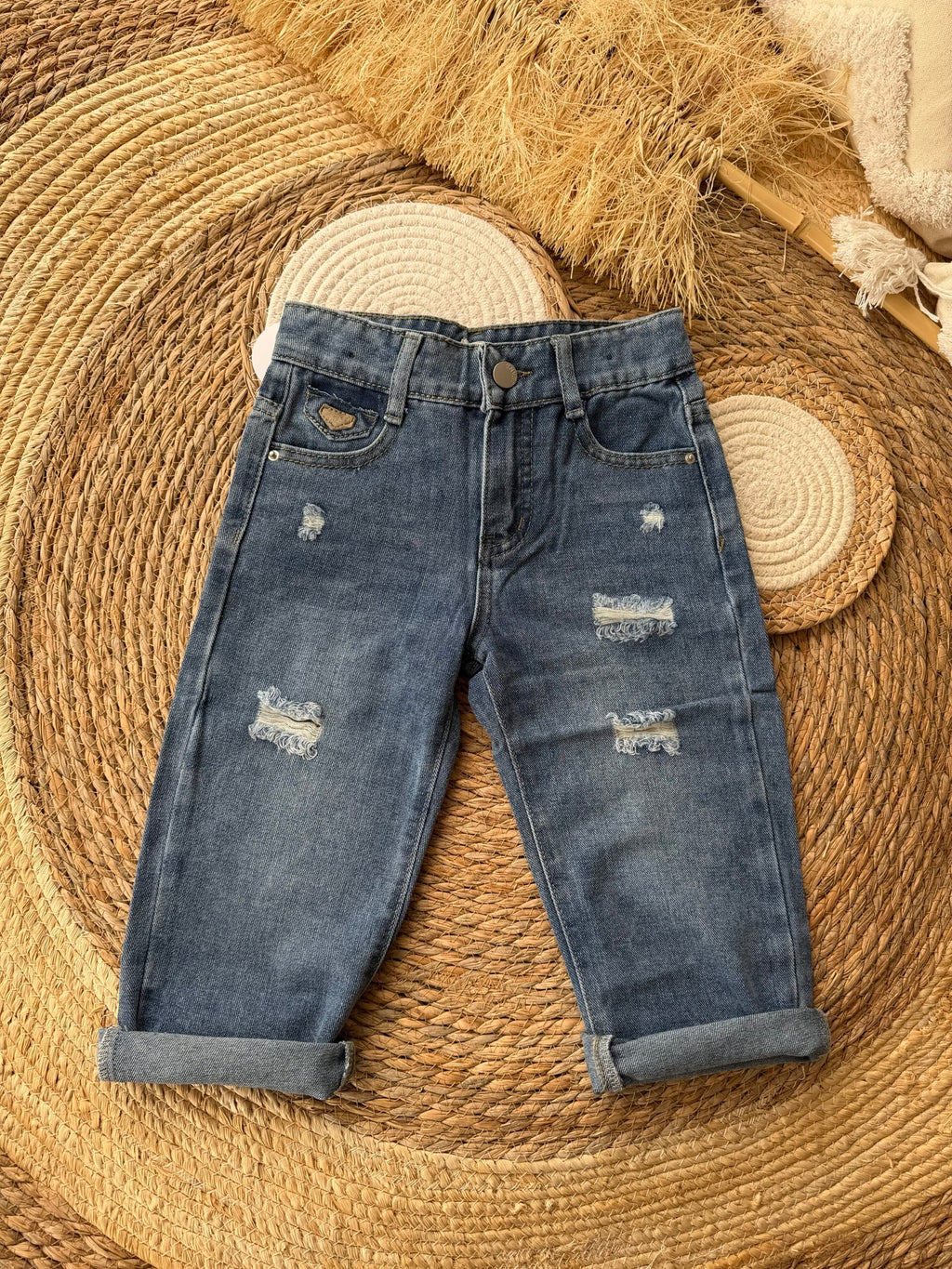 Denim ripped pants