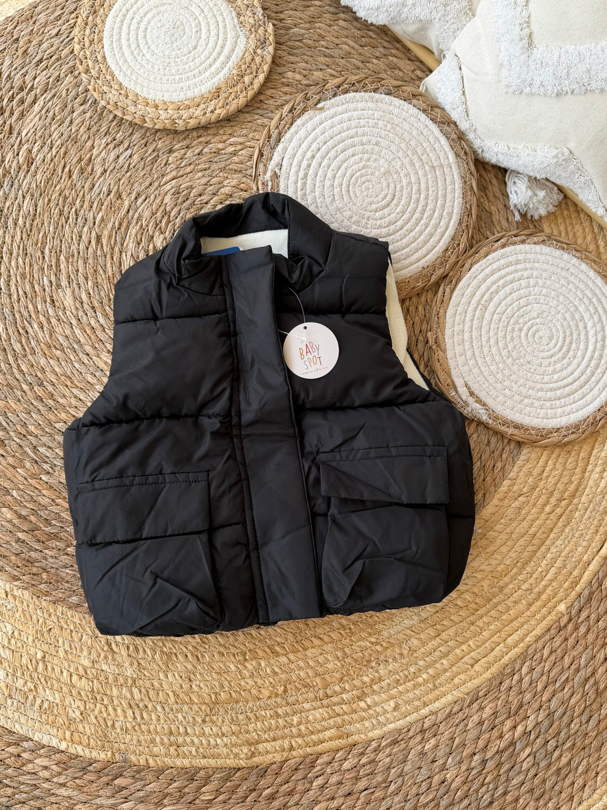 Black puffer gilet