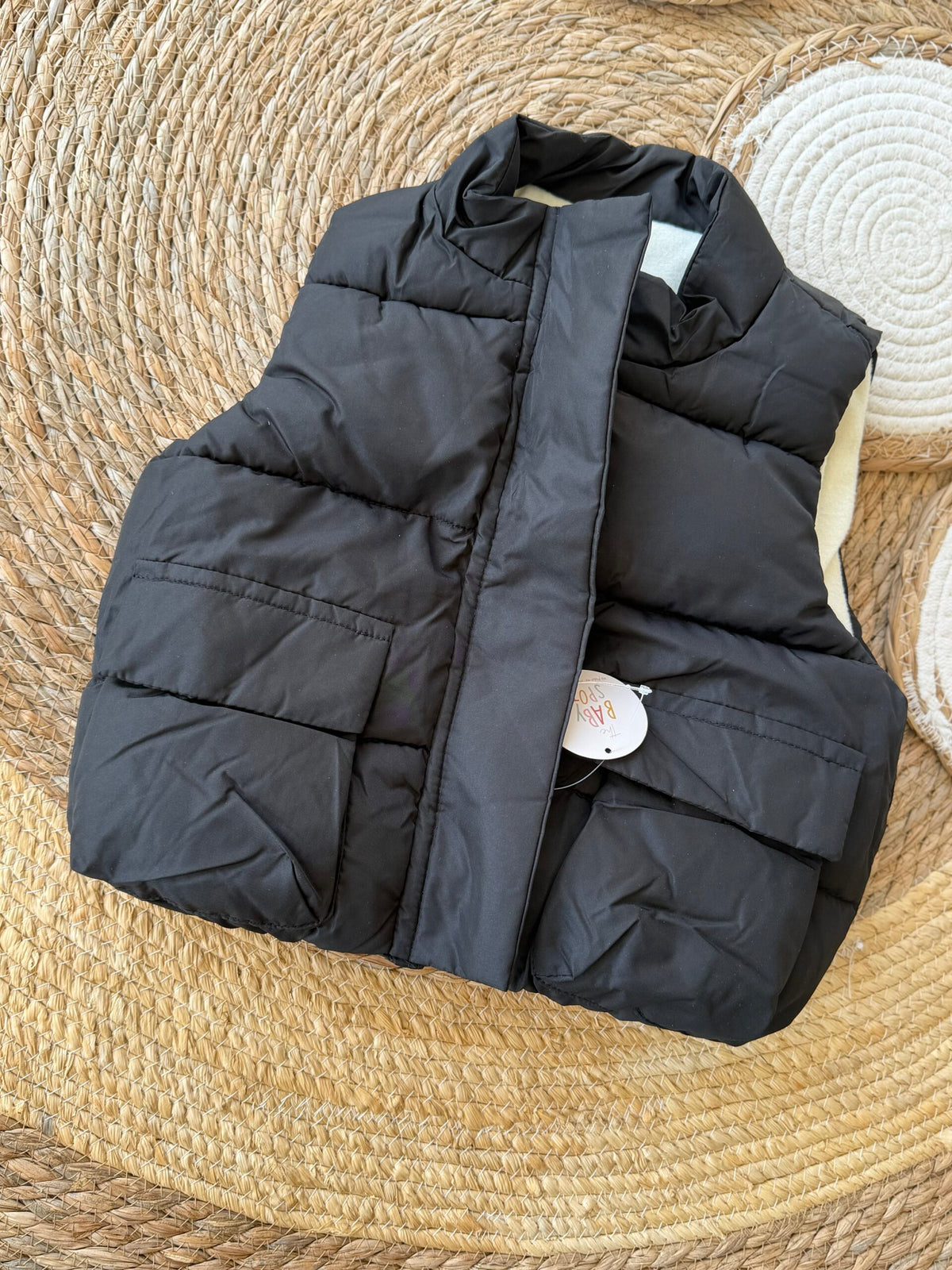 Black puffer gilet
