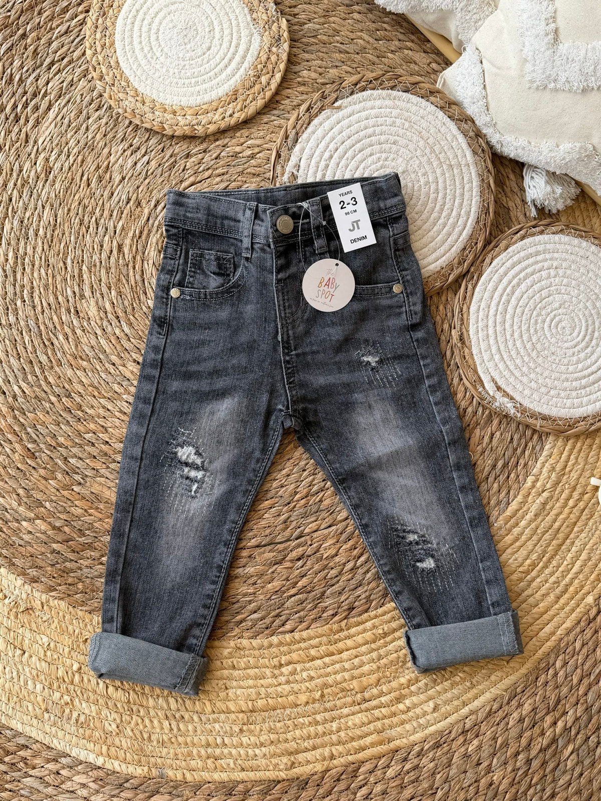 Ripped grey denim