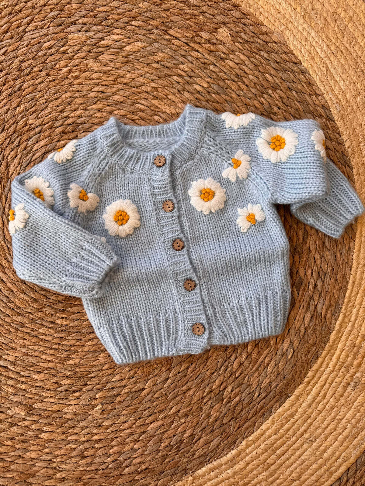 Blue knitted cardigan