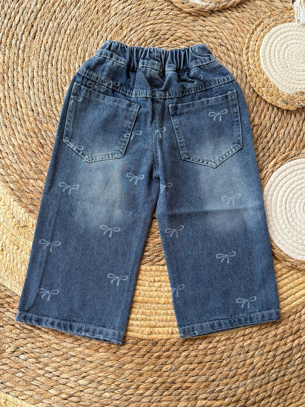 Ribbon denim pants