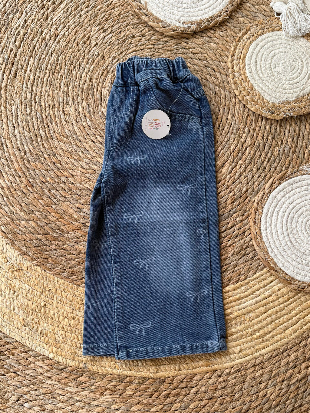 Ribbon denim pants