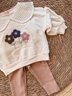 Beige floral cotton set