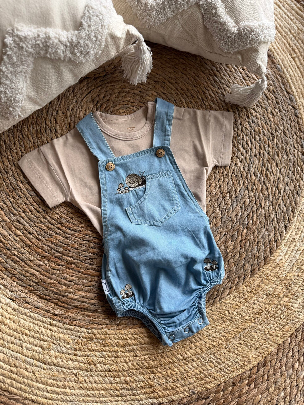 Denim romper set with t-shirt