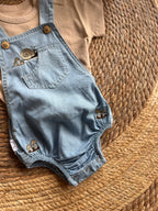 Denim romper set with t-shirt