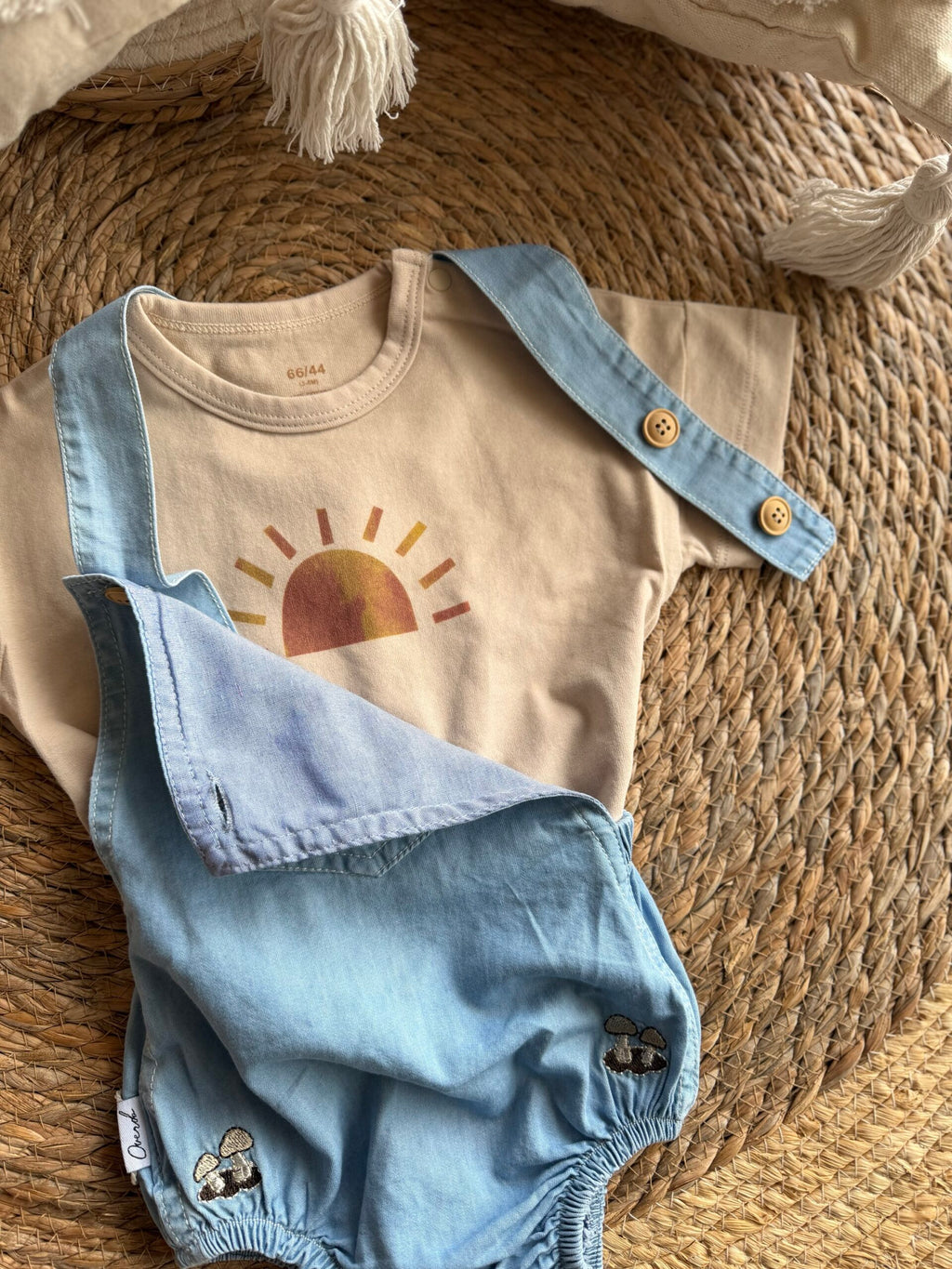 Denim romper set with t-shirt