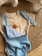 Denim romper set with t-shirt
