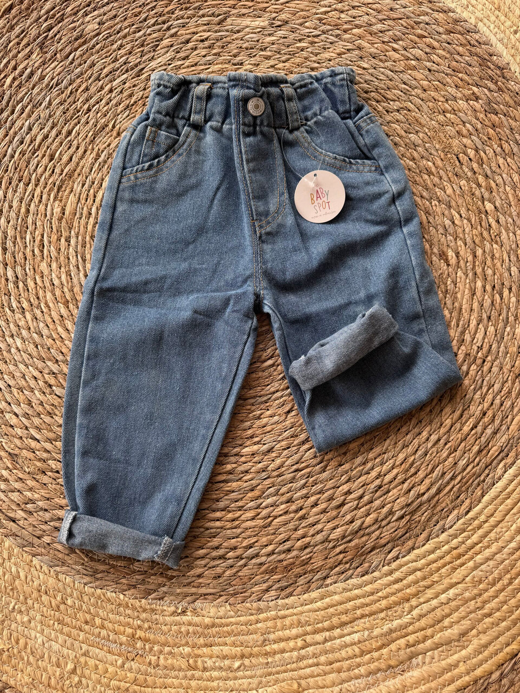 Denim pants elastic waist