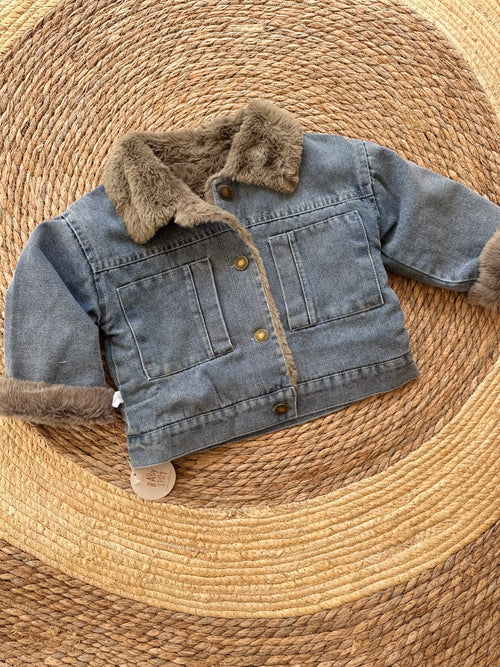 Brown Fur Denim Jacket
