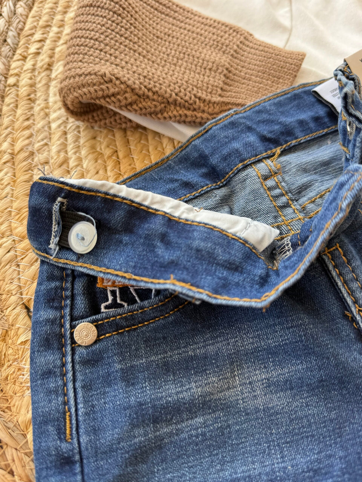 Adjustable waist denim pants