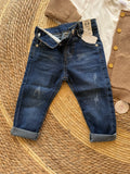 Adjustable waist denim pants