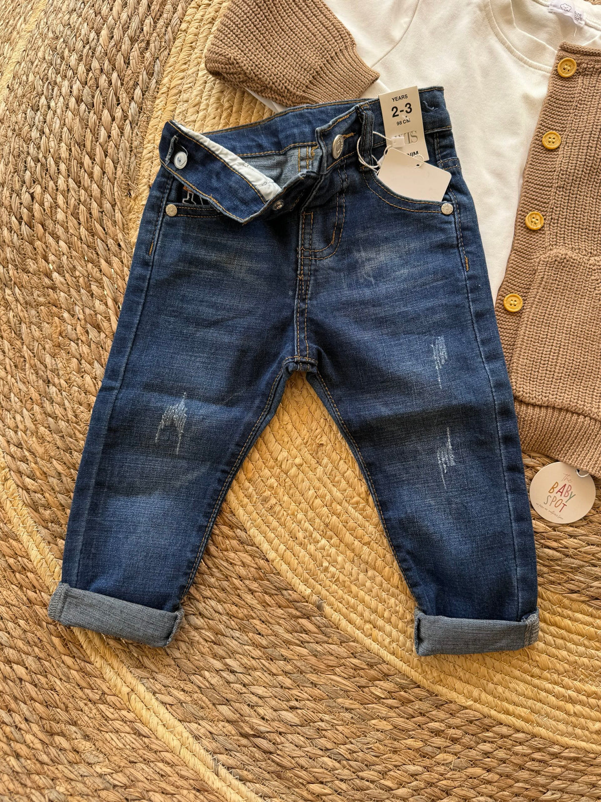 Adjustable waist denim pants