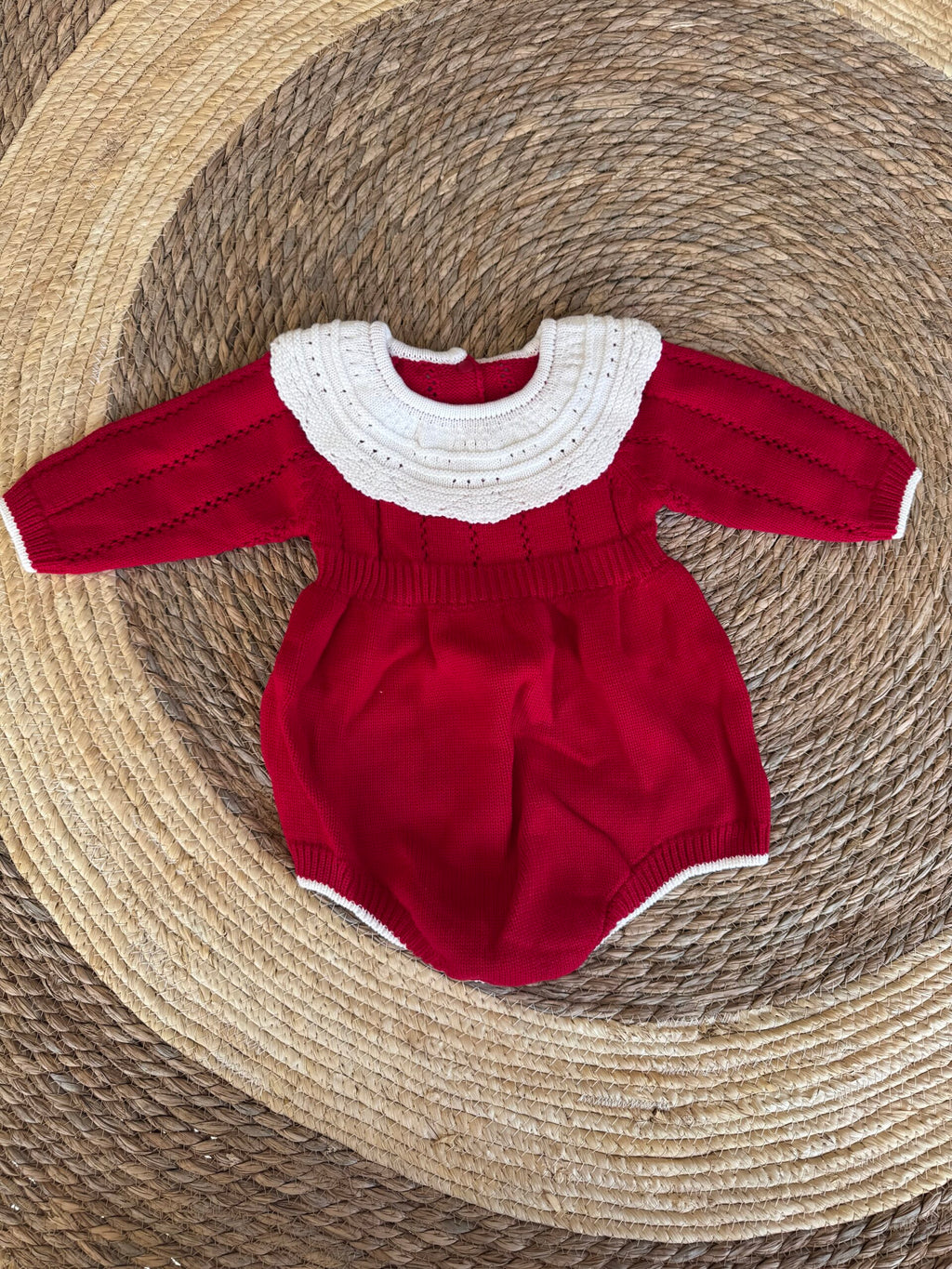 Red knitted romper