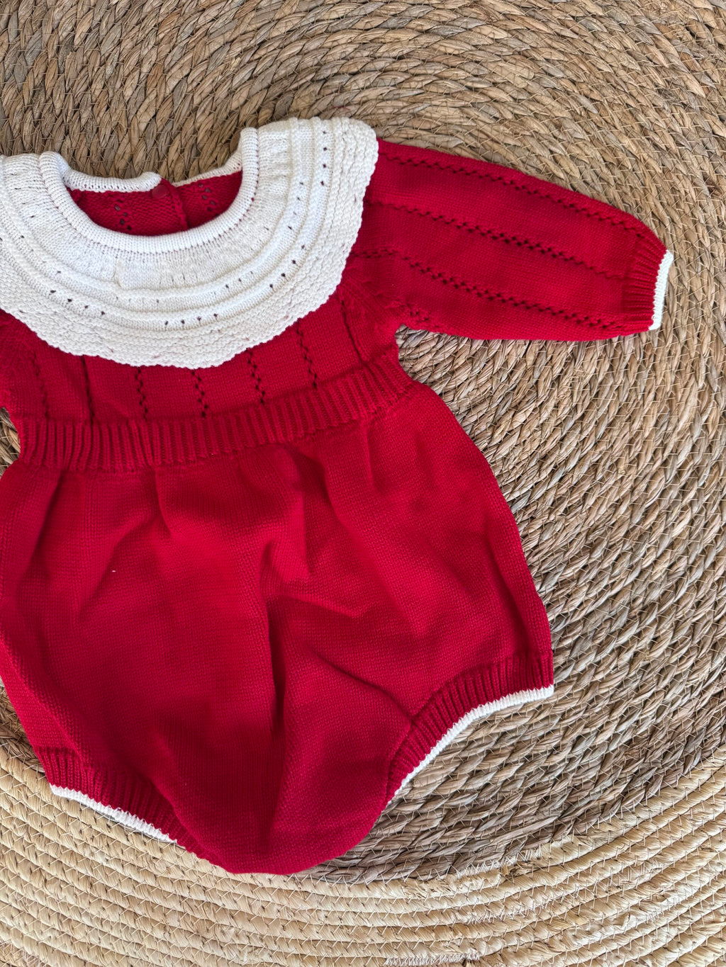 Red knitted romper