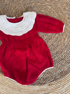 Red knitted romper