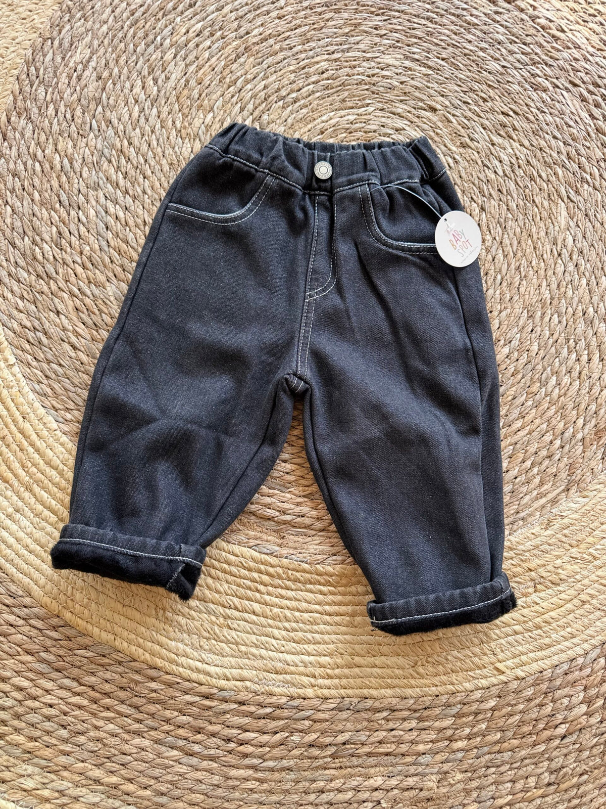 Black fleece denim