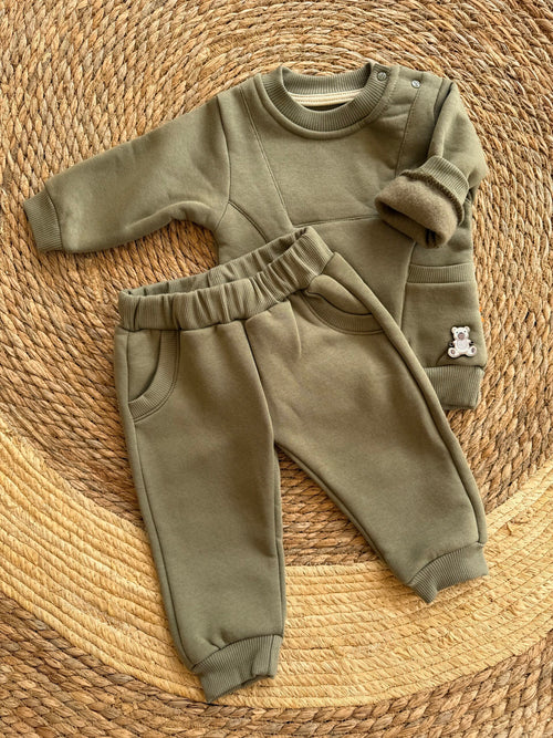 Olive green fleece tracksuit