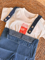 Denim salopette set