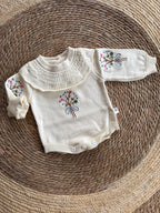Knitted floral romper