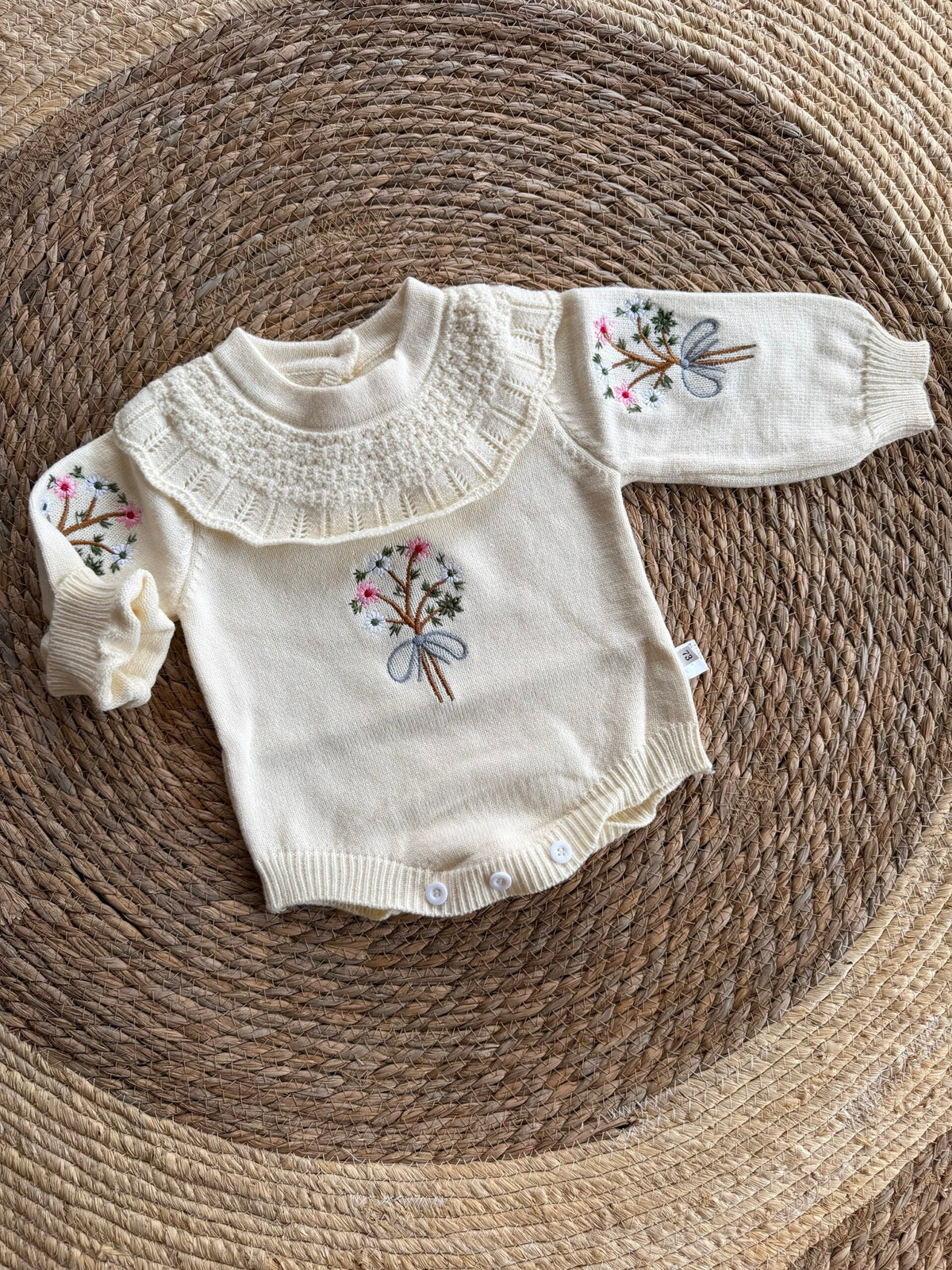 Knitted floral romper