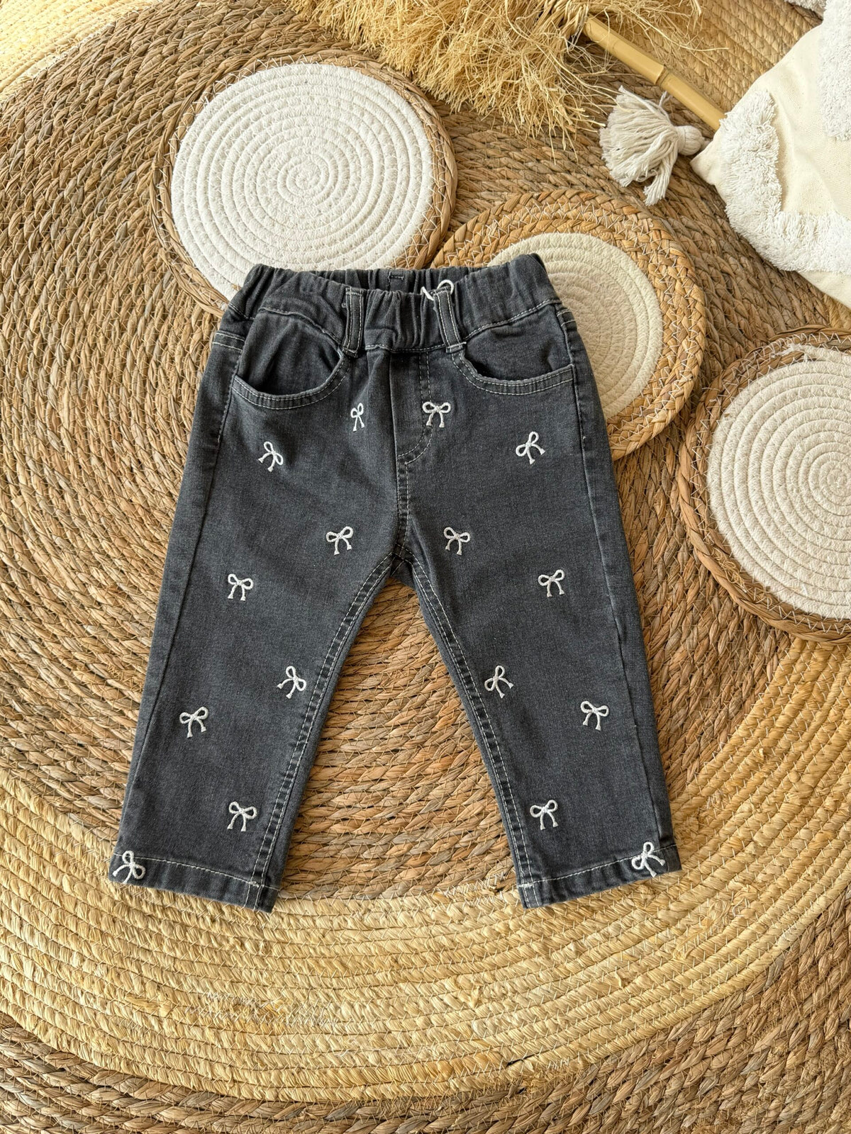 Black denim with ribbon