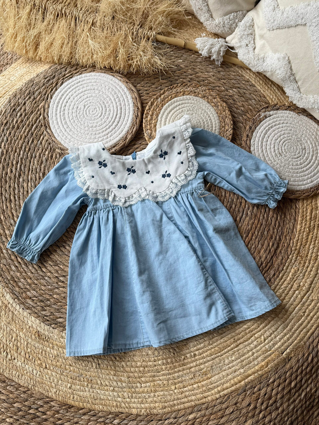 Denim dress with zipper