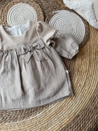 Beige ribbon dress