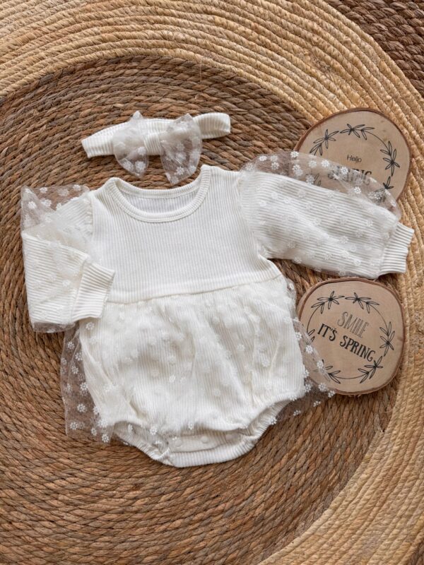 White Dress with Headband Set